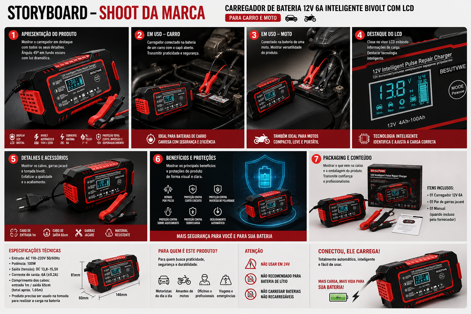 Carregador de Bateria 12V 6A Inteligente Bivolt (LCD) — detalhes e benefícios (imagem 1)