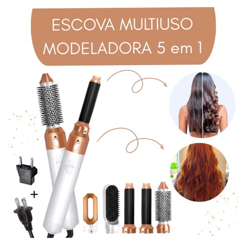 Escova 5 em 1 Multiuso Premium — Branca/Dourada — detalhes e benefícios (imagem 2)