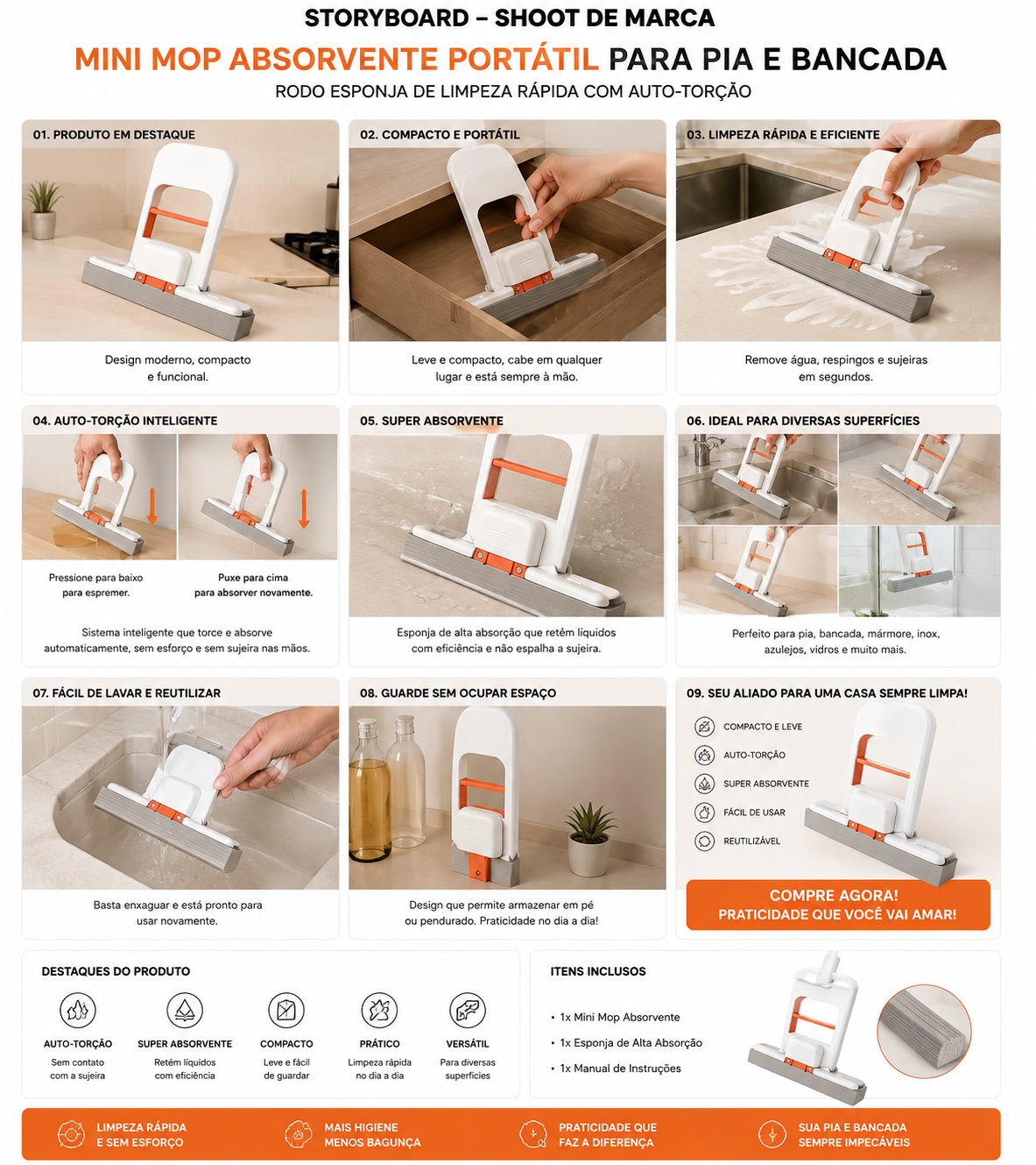 Mini Mop Absorvente para Pia e Bancada — detalhes e benefícios (imagem 1)