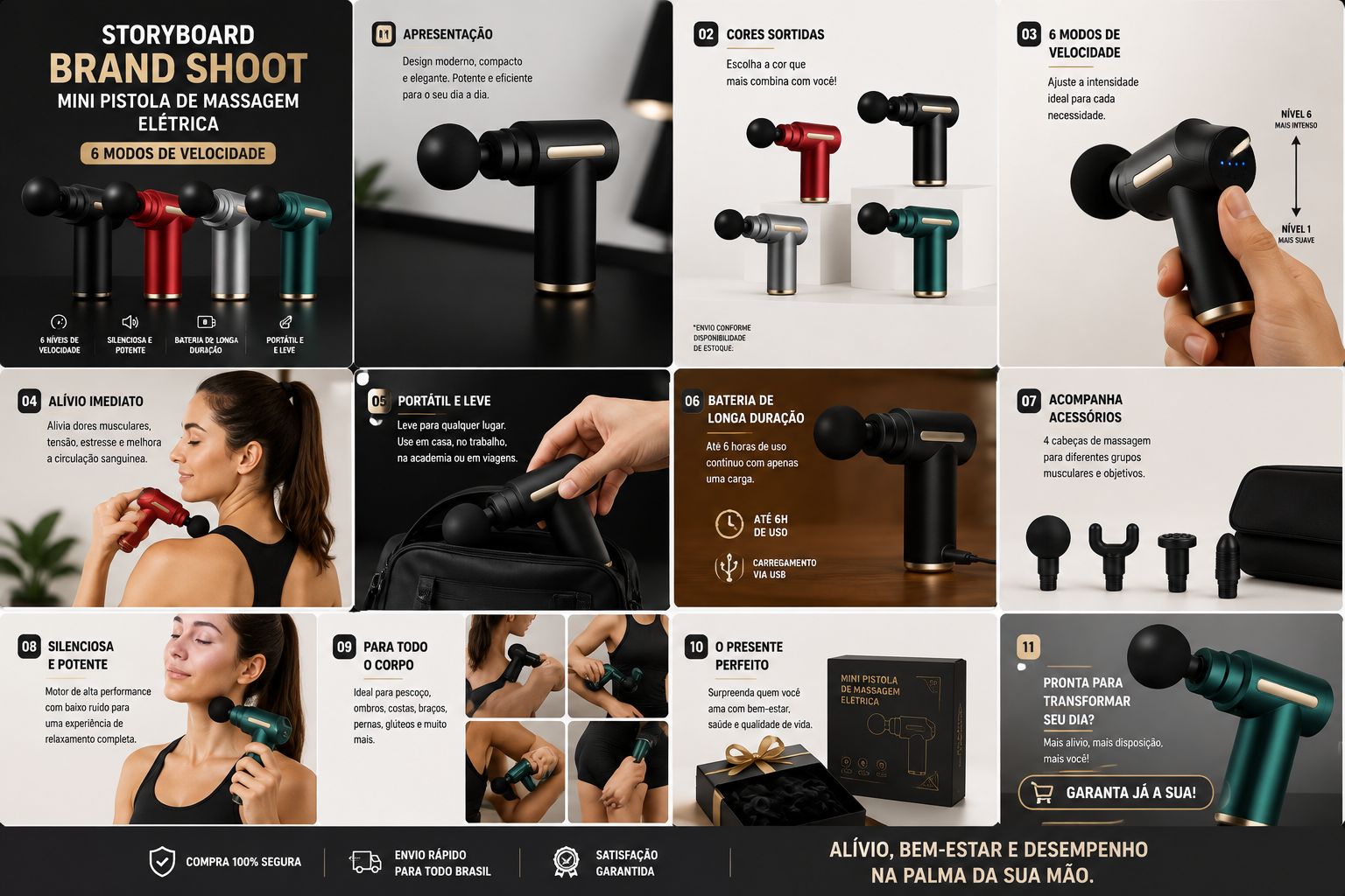 Mini Pistola de Massagem Elétrica, 6 Modos — detalhes e benefícios (imagem 1)
