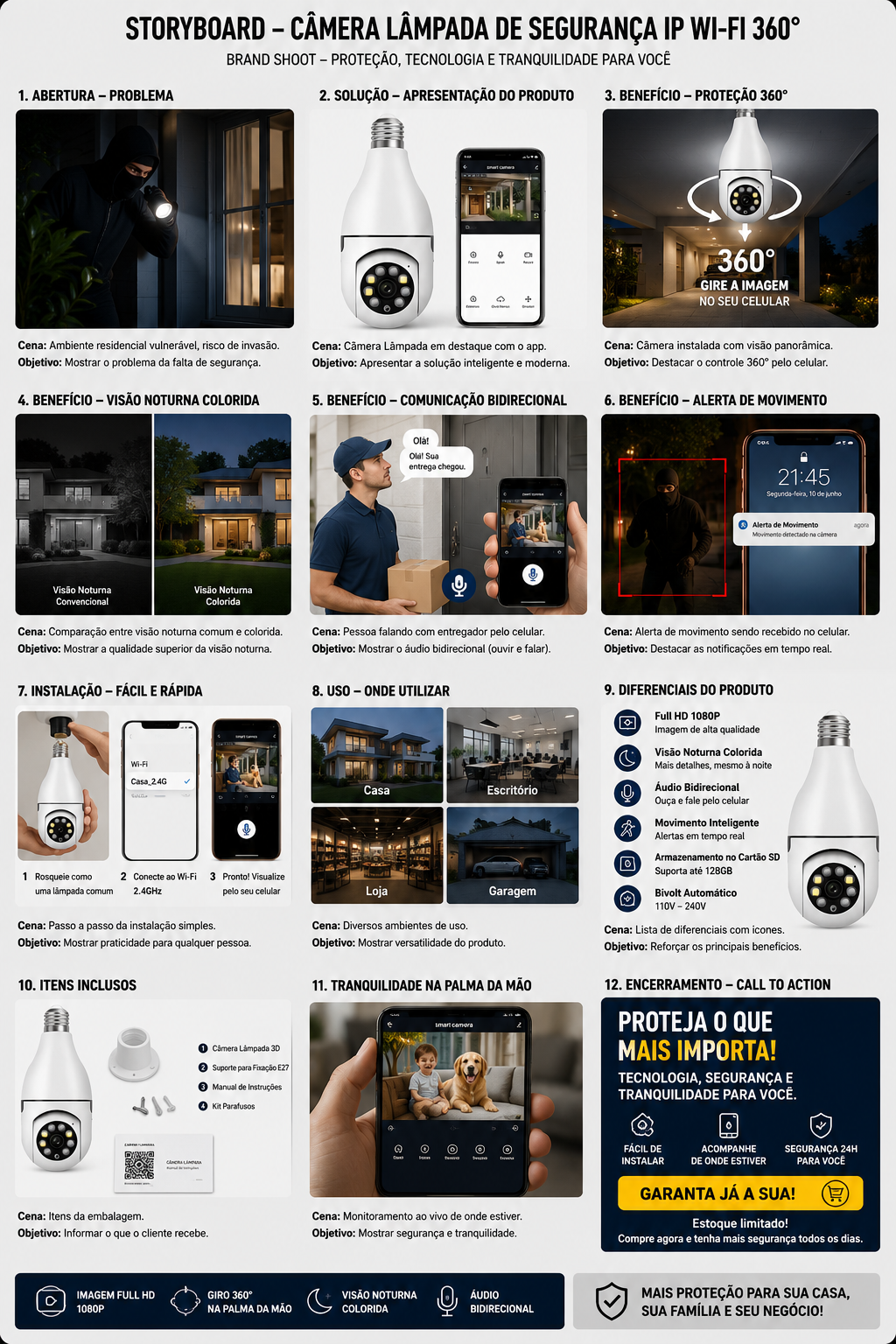 Câmera Lâmpada de Segurança Wi-Fi 360° FullHD — detalhes e benefícios (imagem 1)