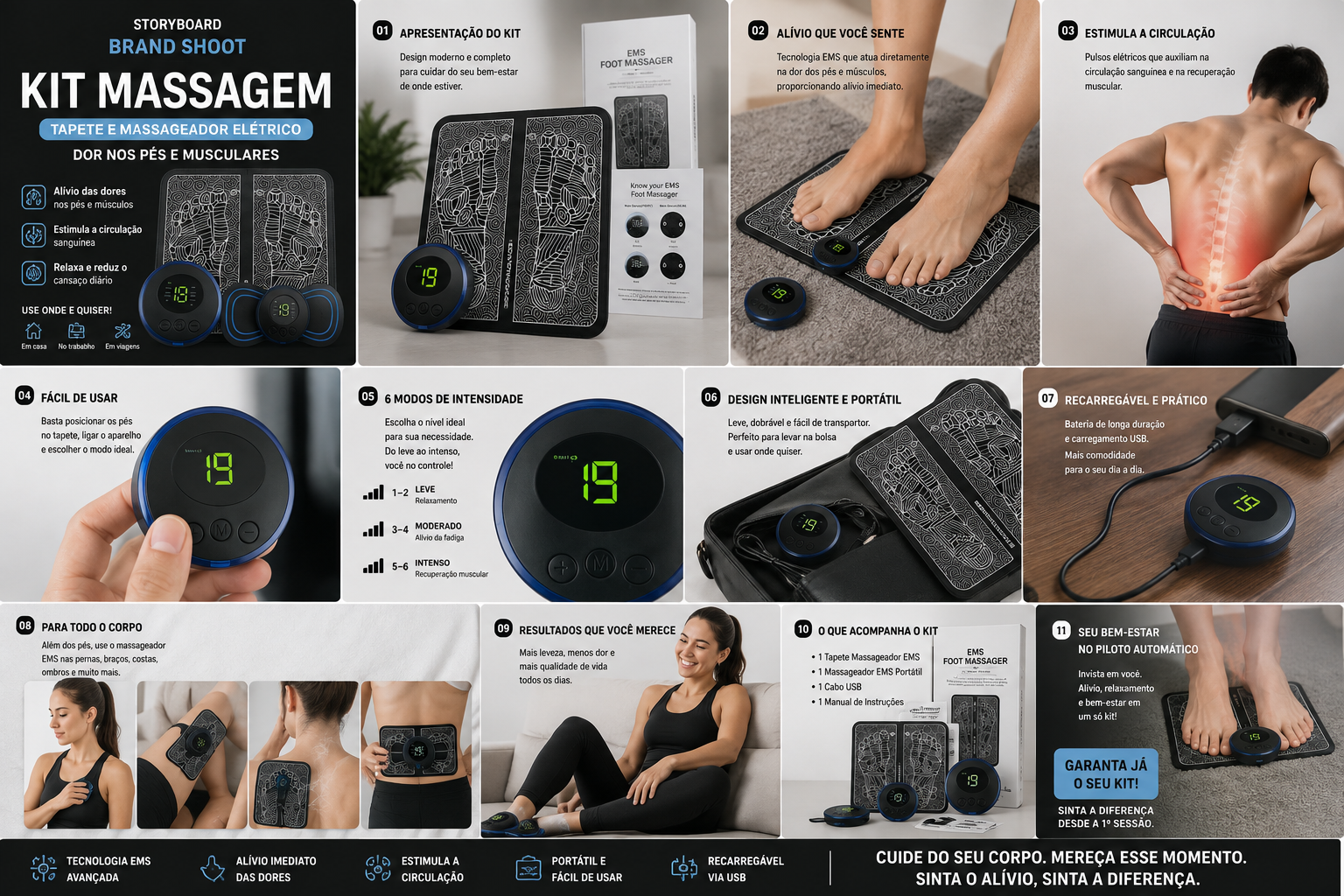 Kit Massagem — Tapete e Massageador Elétrico de Pés — detalhes e benefícios (imagem 1)