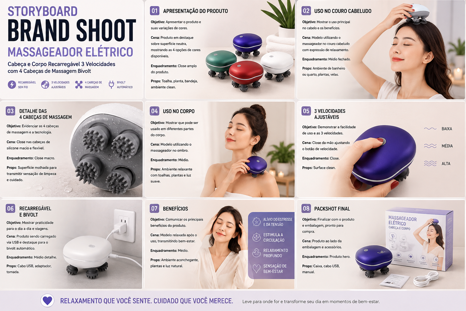Massageador Elétrico Cabeça e Corpo, 4 Cabeças — detalhes e benefícios (imagem 1)