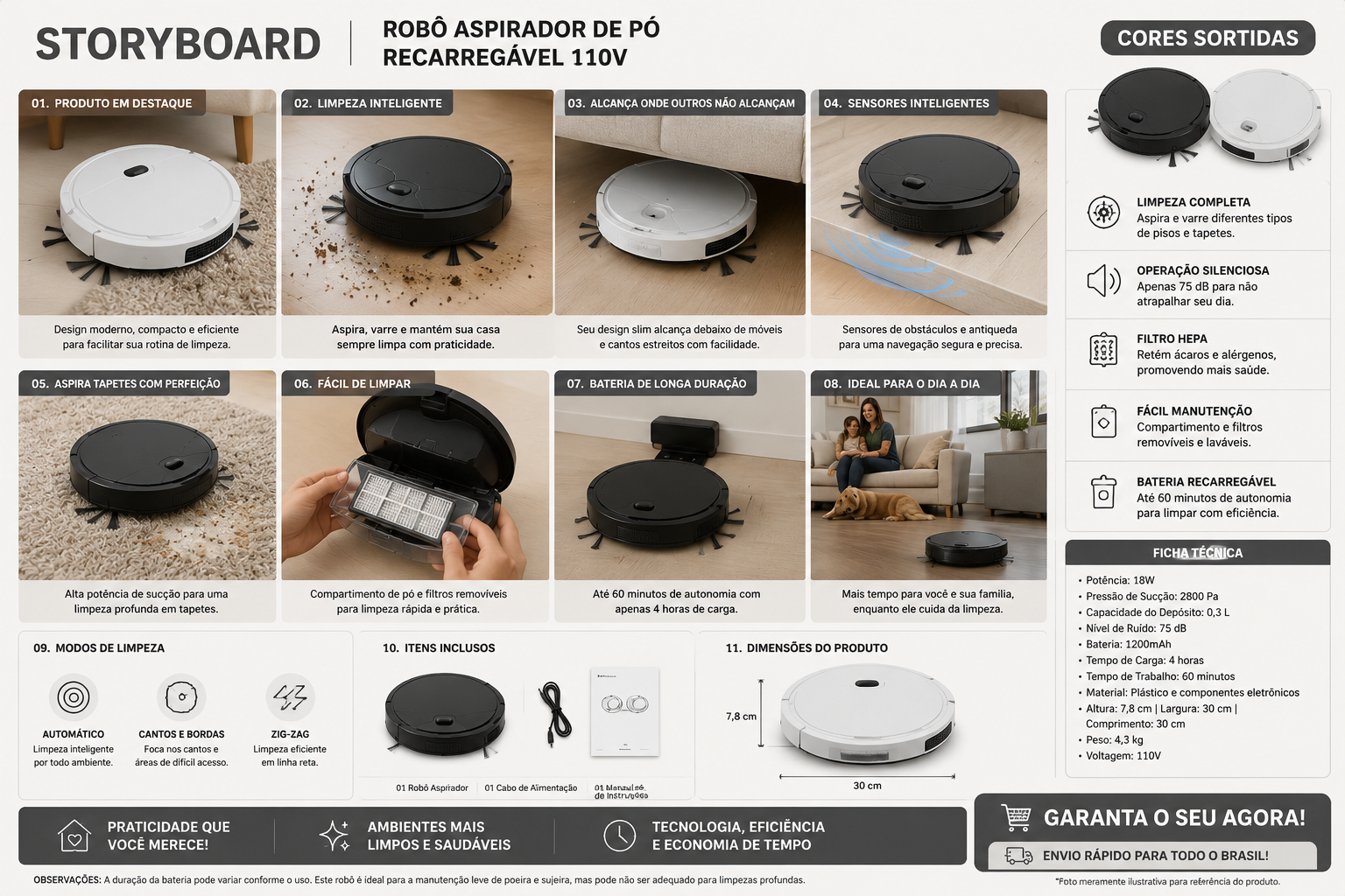 Robô Aspirador de Pó Recarregável — detalhes e benefícios (imagem 1)