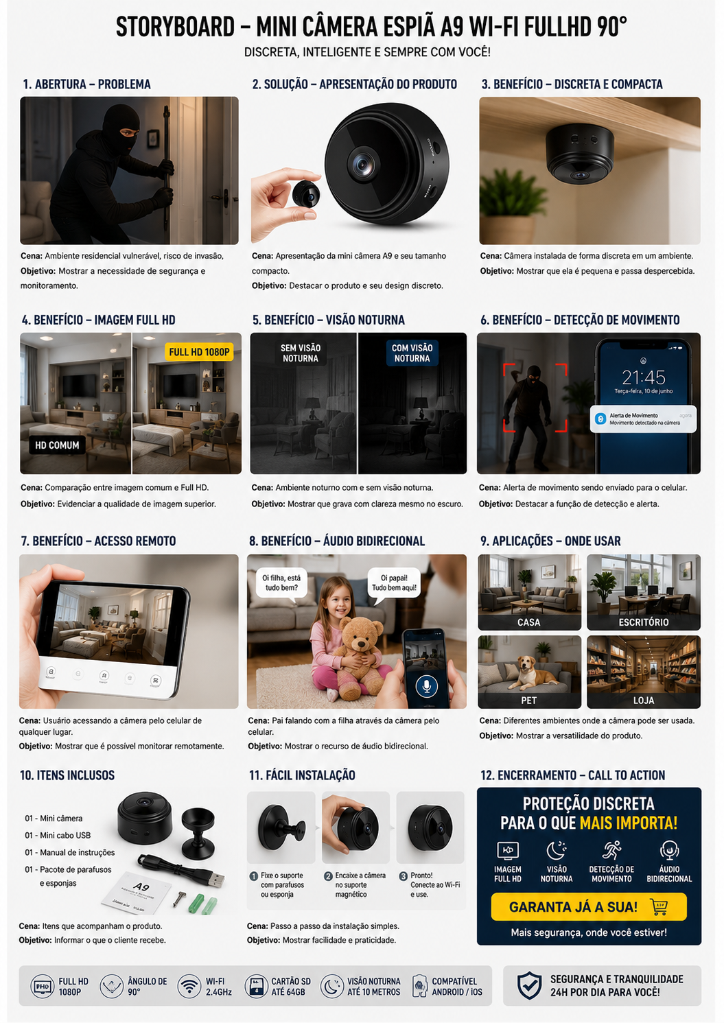 Mini Câmera de Segurança Espiã A9 Wi-Fi FullHD — detalhes e benefícios (imagem 1)