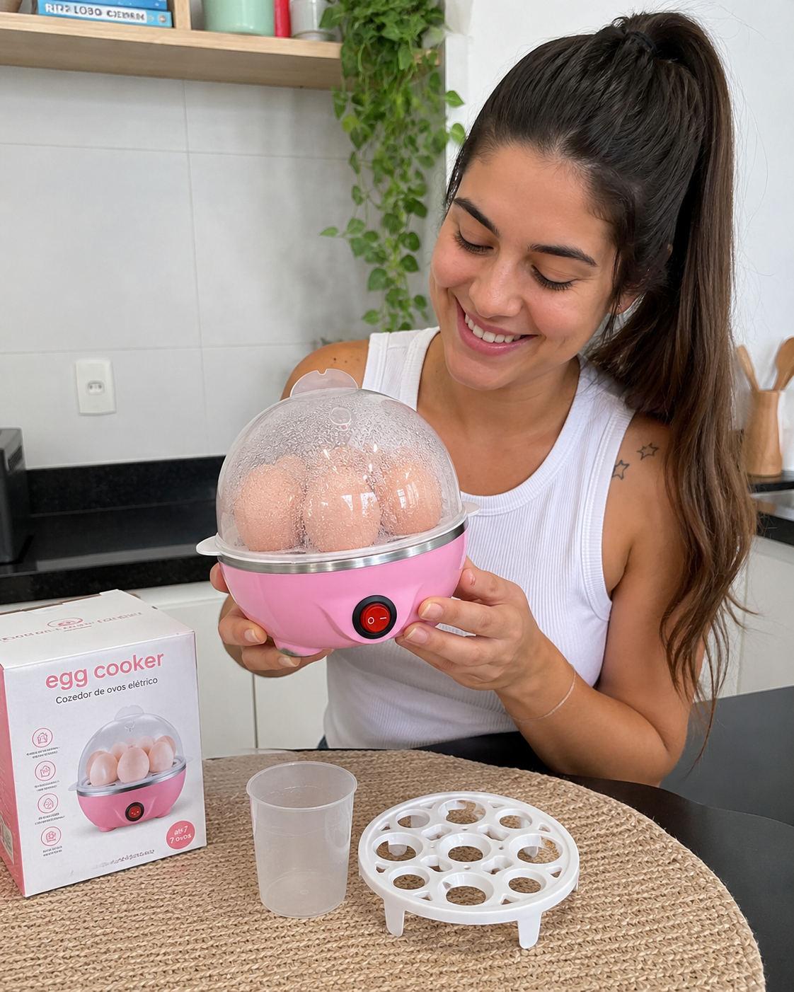 Cozedor de Ovos Elétrico Multifuncional