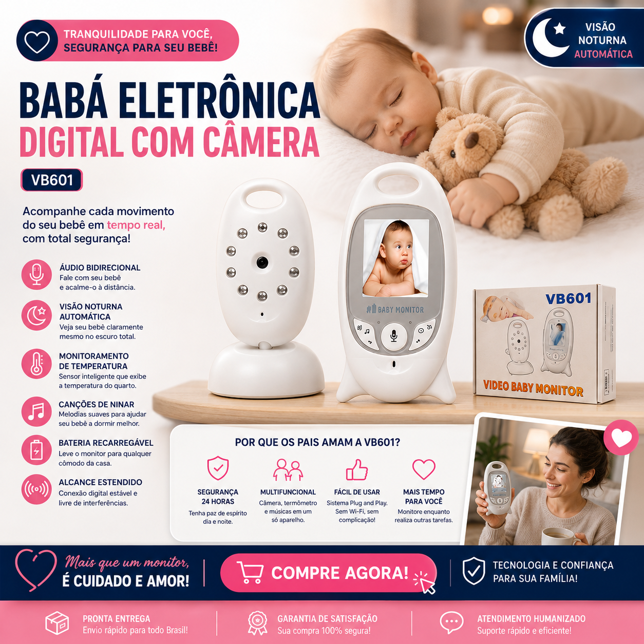 Babá Eletrônica Digital com Câmera VB601 — detalhes e benefícios (imagem 1)