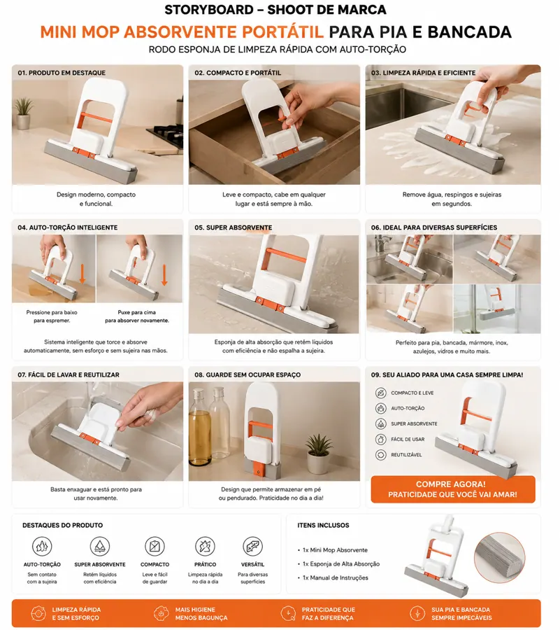 Mini Mop Absorvente para Pia e Bancada — detalhes e benefícios (imagem 1)