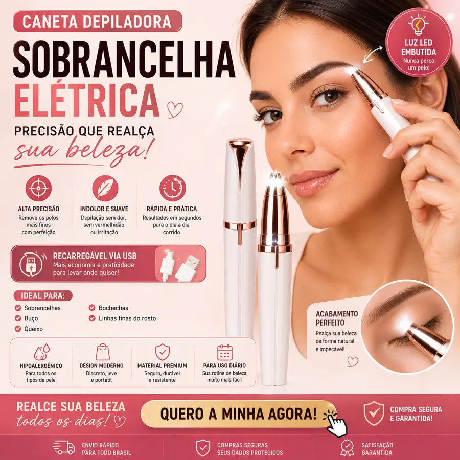 Caneta Depiladora de Sobrancelha Elétrica USB — detalhes e benefícios (imagem 1)
